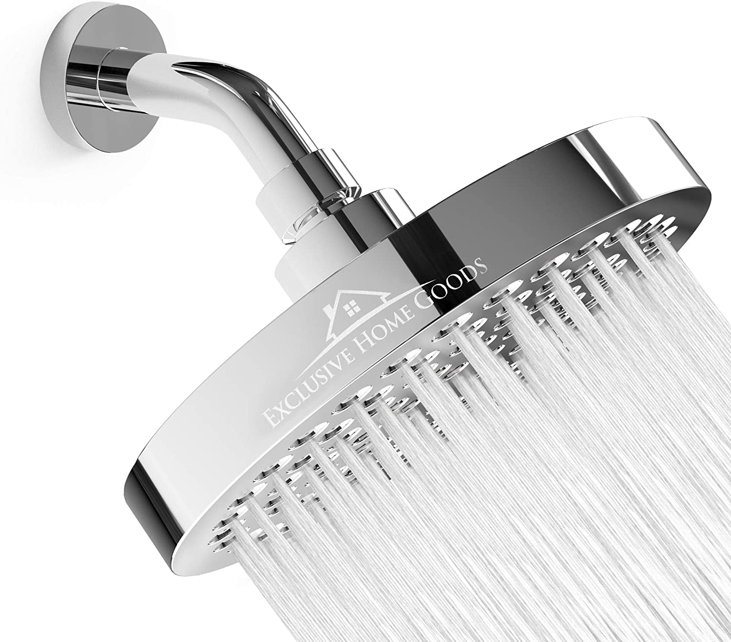 -Luxury Rainfall Shower Head - High-Pressure Showerhead Jets, Rain Shower Head Ant-Clog Silicone Nozzles (2.5 GPM, 6 Inch Diameter, Deluxe Chrome)