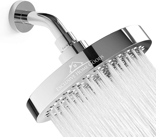 -Luxury Rainfall Shower Head - High-Pressure Showerhead Jets, Rain Shower Head Ant-Clog Silicone Nozzles (2.5 GPM, 6 Inch Diameter, Deluxe Chrome)
