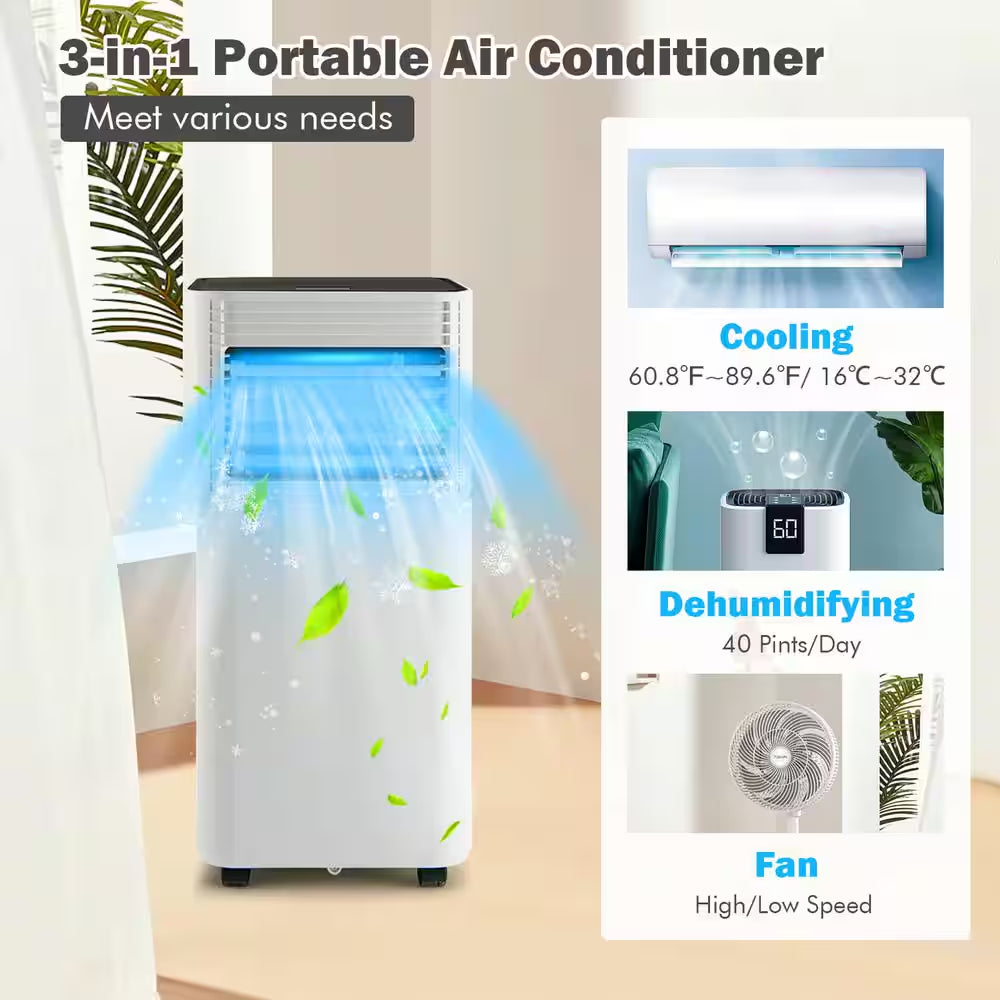 5,300 BTU Portable Air Conditioner Cools 350 Sq. Ft. in Black