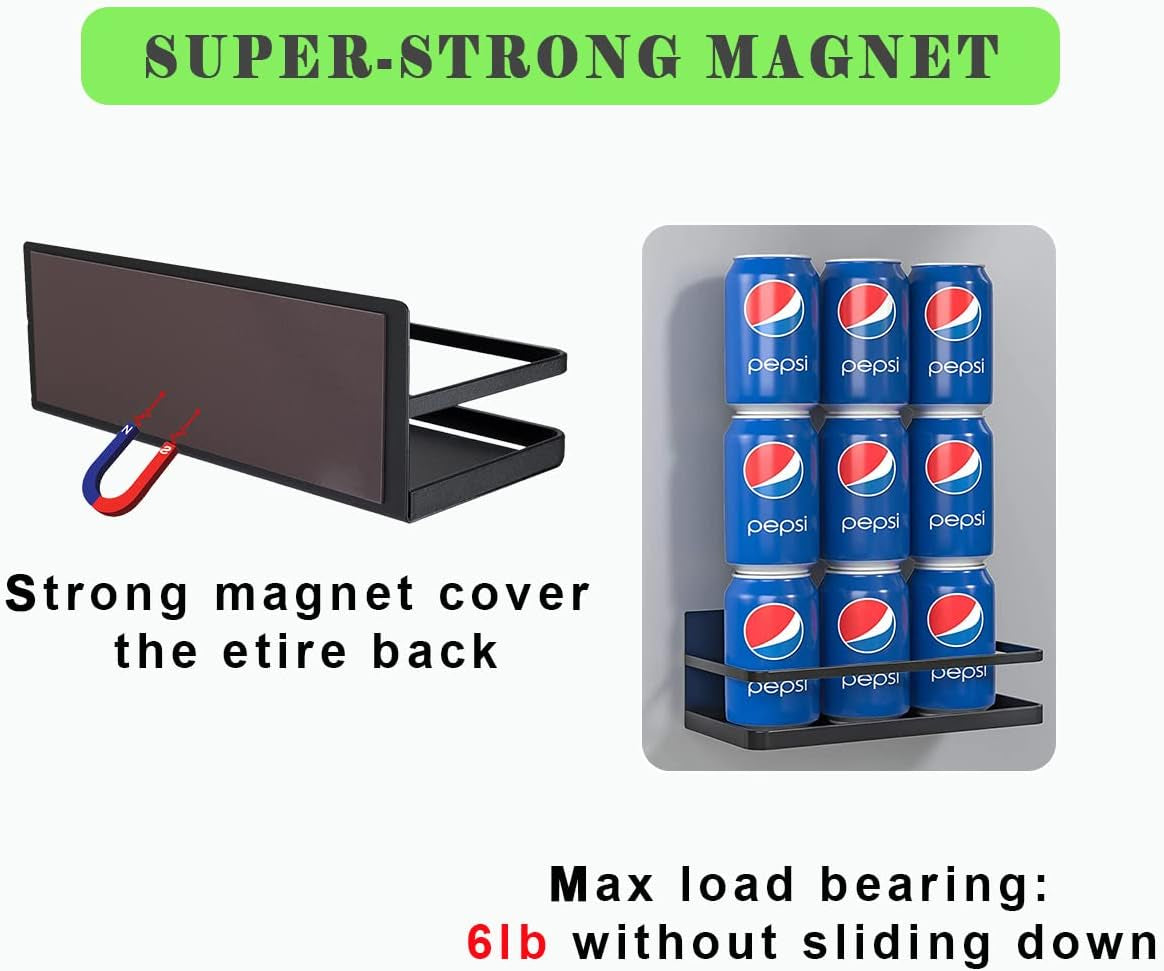 2 Pack Magnetic Spice Rack, Easy to Install on the Side of Refrigerator/Space Saving Kitchen Organization Shelf Organizer for Cabinet