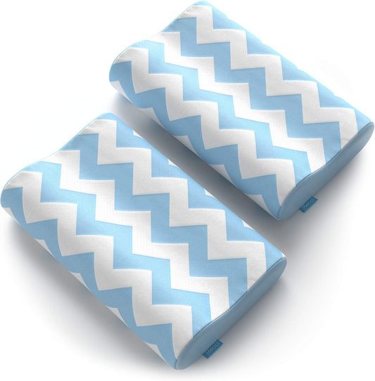 [2-Pack] Contour Memory Foam Pillow Set of 2, Ergonomic Cervical Pillow for Neck Support, Cooling Gel Pillow for Sleeping, Side Sleeper Pillow for Neck Pain, with Bamboo Viscose Washable Cover