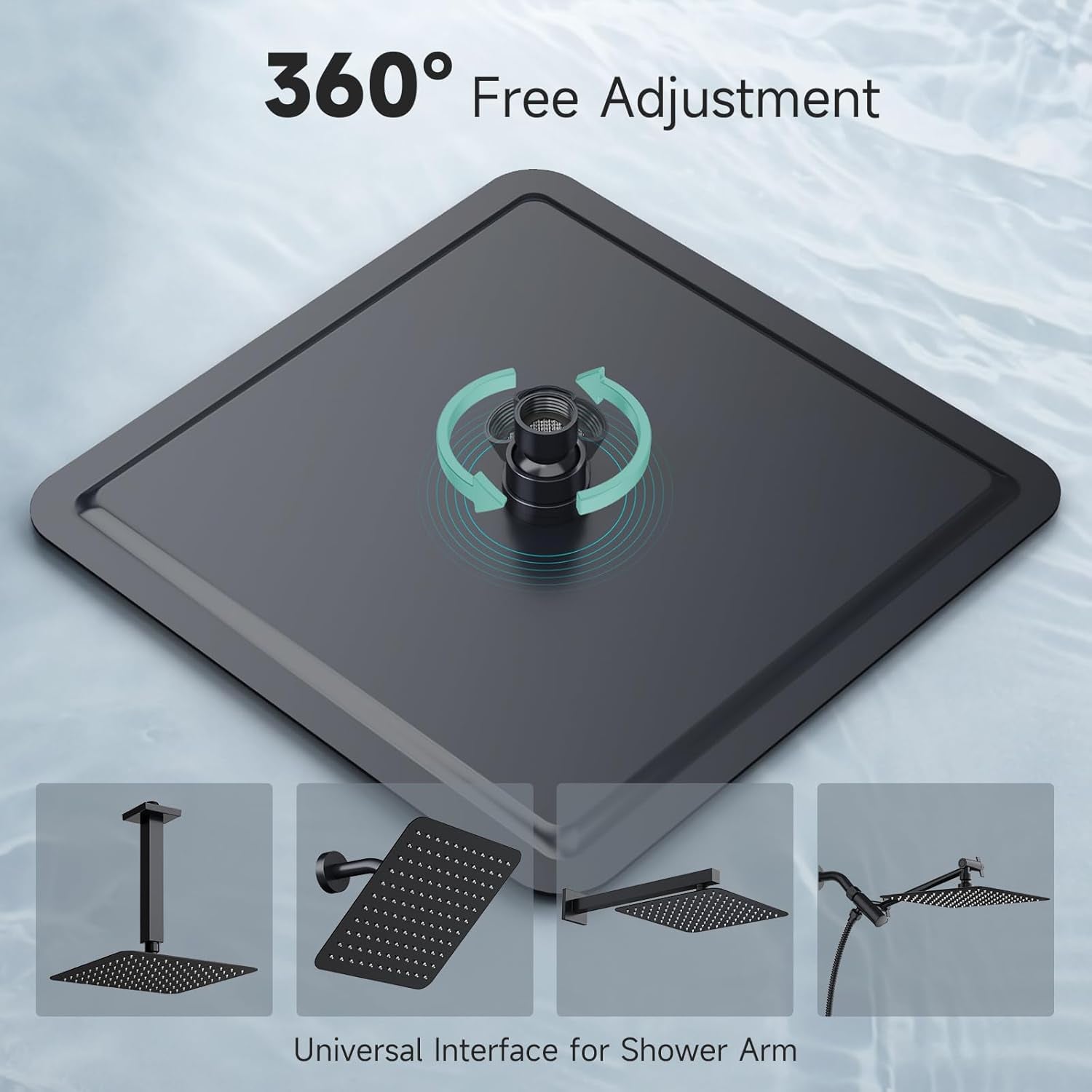 12 Inch Rain Shower Head 304 Stailess Steel Matte Black High Pressure Rainfall Showerhead Water Saving