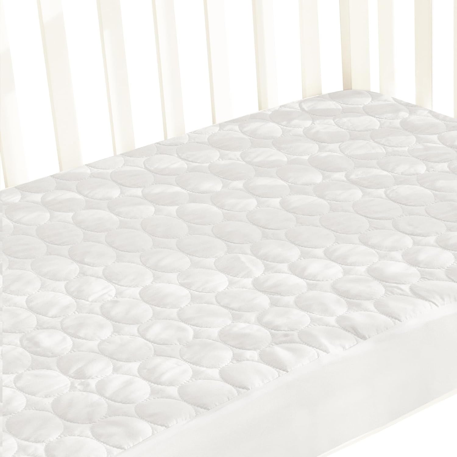 Crib Mattress Protector Pad Waterproof, Toddler Waterproof Crib Mattress Protector Cover, Machine Washable & Dryer Fit Toddler Bed Mattress Protector (Standard Size 52” X 28”), White
