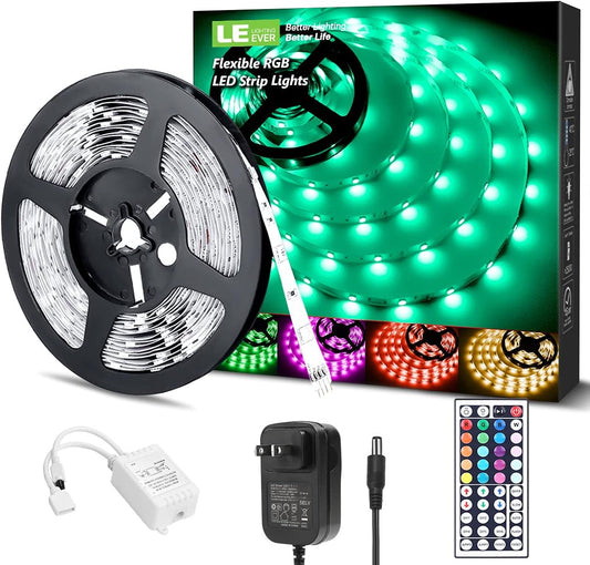 D Strip Lights, RGB 5050 D Strips with Remote Controlr, Color Changing Tape Light with 12V Power Supply for Room, Bedroom, TV, Kitchen, Desk