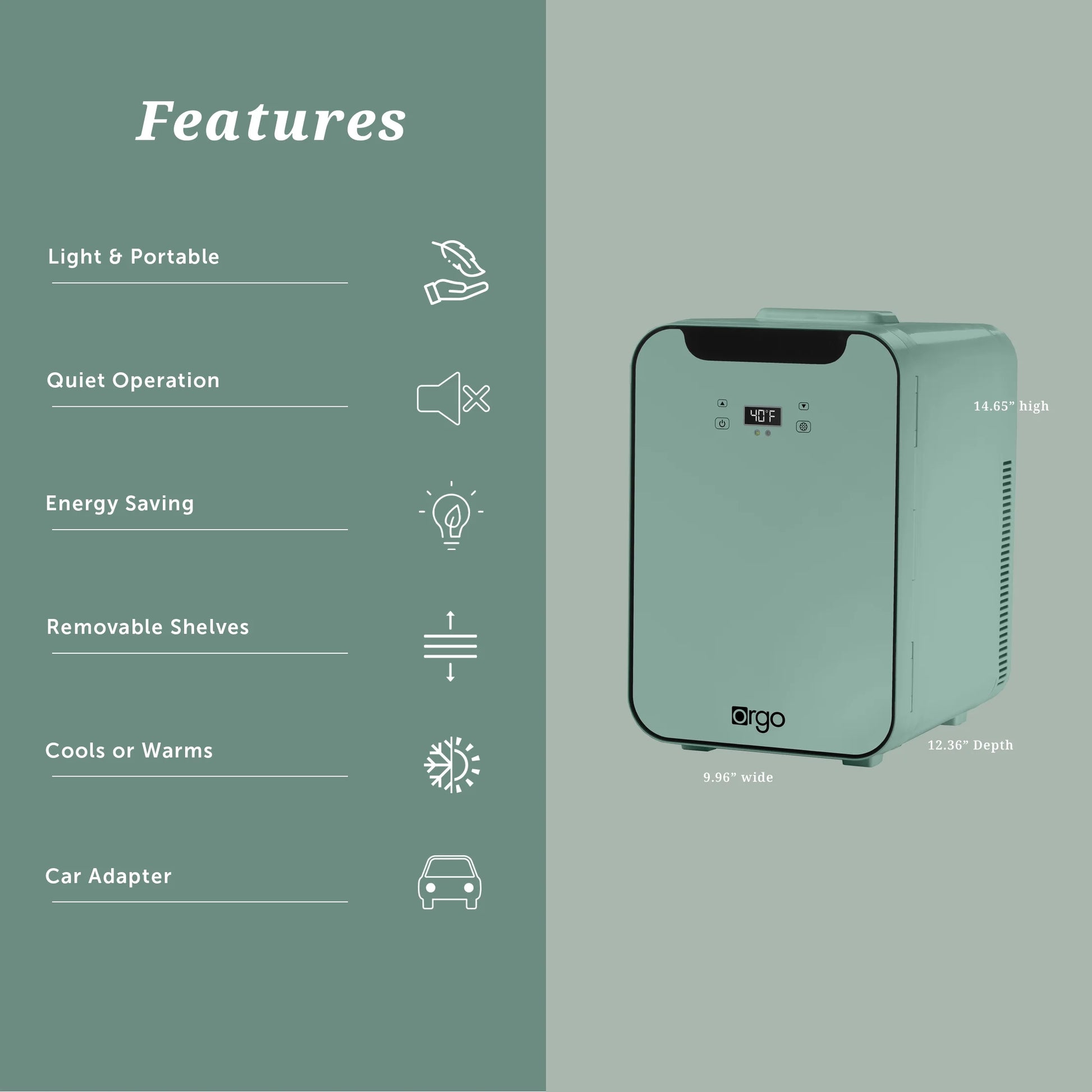 - the Artic – 18 Can Personal Cooler Portable Mini Refrigerator, Sage
