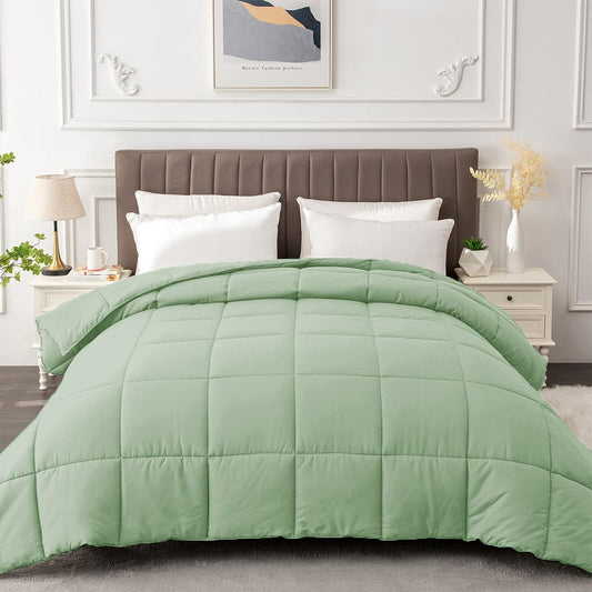 Twin Comforter Duvet Insert - All Season Sage Green Comforters Twin Size - Quilted down Alternative Bedding Comforter with Corner Tabs - Winter Summer Fluffy Soft - Machine Washable