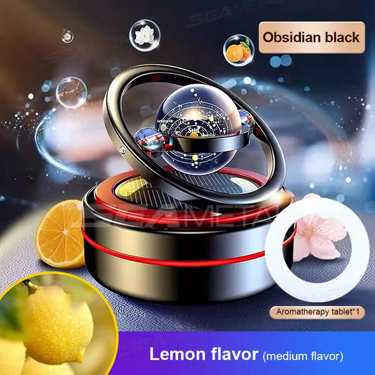 Solar Car Air Freshener Dashboard Fragrance Automatic Rotation Galactic Planets Essential Oil Diffuser Auto Ornaments