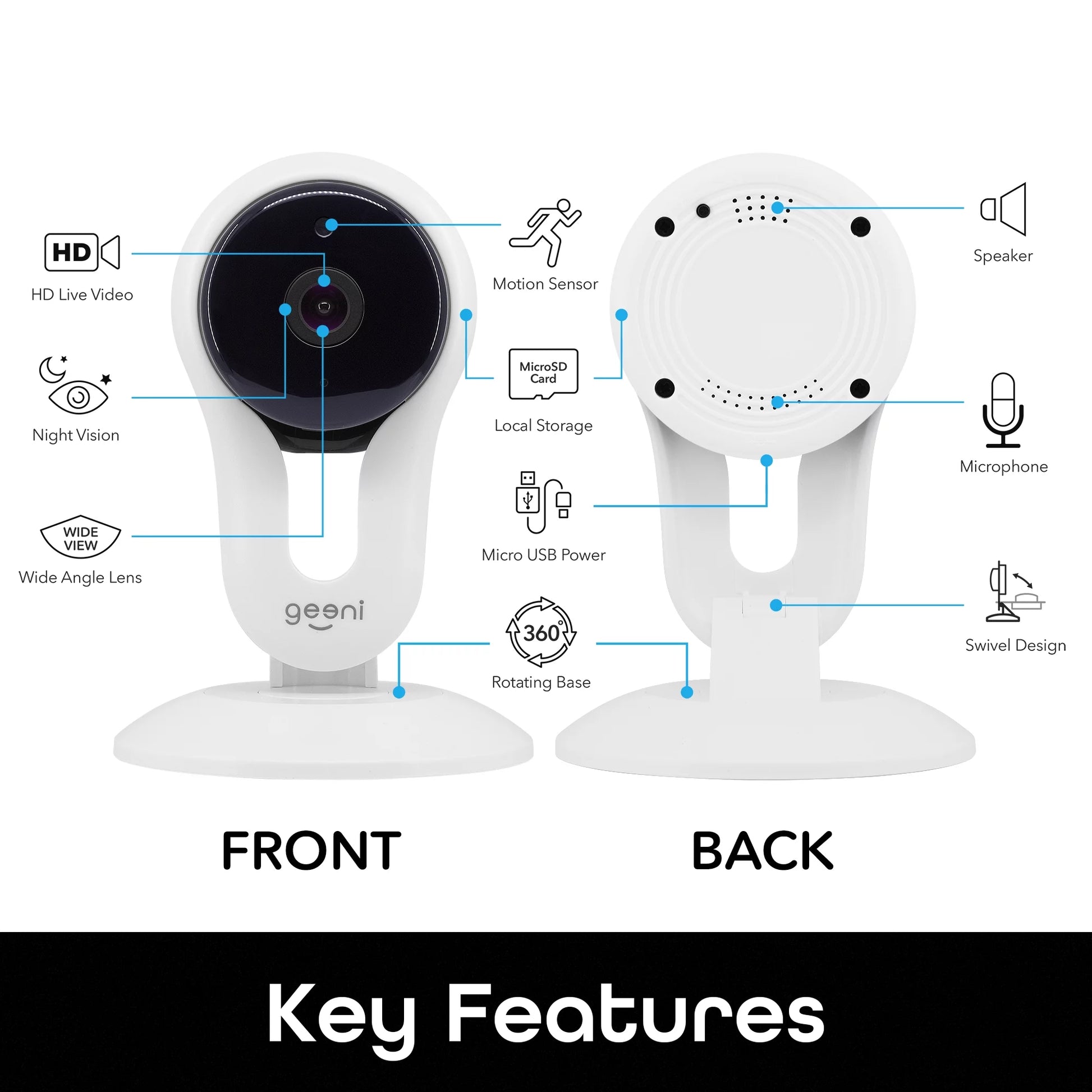 Aware 1080P Indoor Smart Home Security Camera 2 Pack | 2-Way Talk, Night Vision, Motion Alerts | Works with Alexa & Google Home | 2.4 Ghz Wi-Fi | 2 Pack