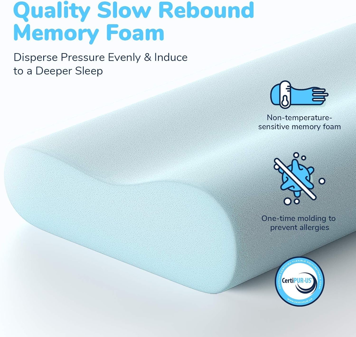 [2-Pack] Contour Memory Foam Pillow Set of 2, Ergonomic Cervical Pillow for Neck Support, Cooling Gel Pillow for Sleeping, Side Sleeper Pillow for Neck Pain, with Bamboo Viscose Washable Cover