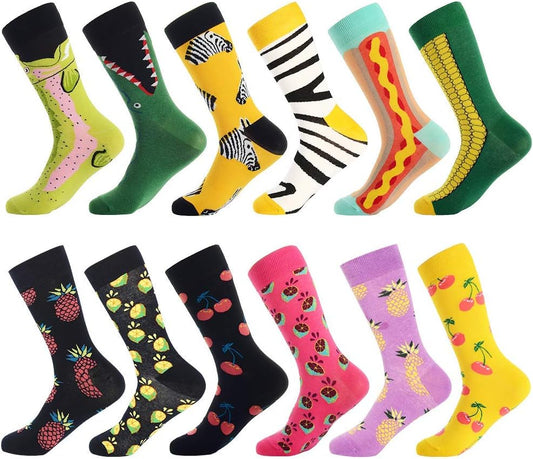 Fun Socks, Cool Cute Food Graphic Animal Novelty Crazy Funny Crew Dress Socks for Men