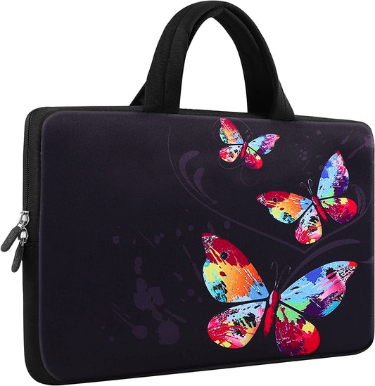 14.5 15 15.4 15.6 Inch Laptop Bag Sleeve Carrying Case with Handle - Portable Chromebook/Ultrabook/Notebook/Netbook Case Pouch - Computer Protective Cover Travel Briefcase, Butterflies