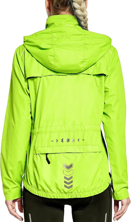Women'S Cycling Running Jackets Lightweight Windproof Bike Windbreaker Reflective with Hooded