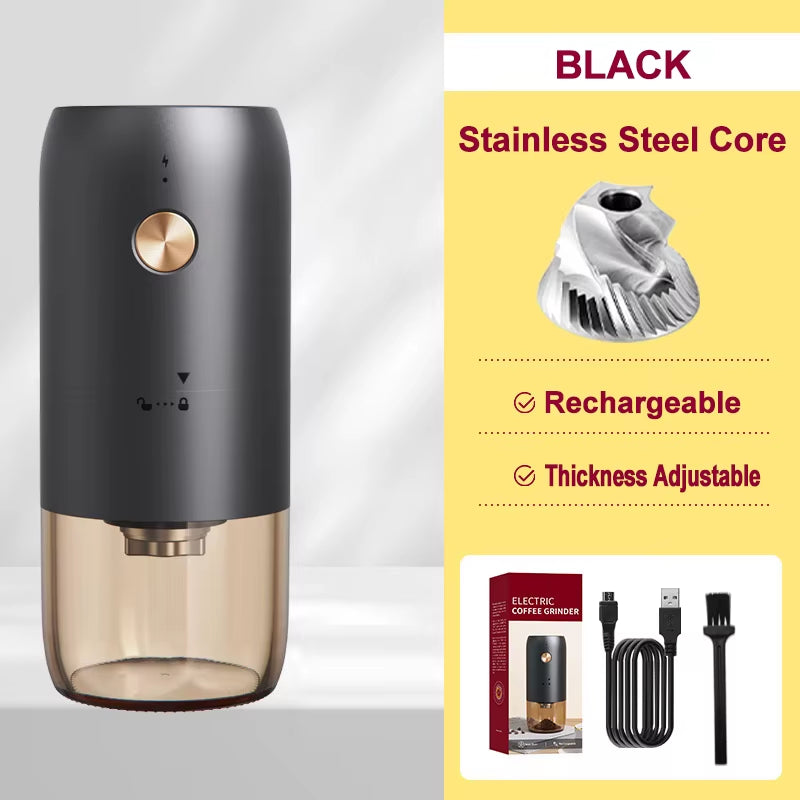 Autostop Coffee Grinder Charged Professional Stronger Adjustable SUS Core Grinding Machine Portable Vacation Travel Cafe Grinder