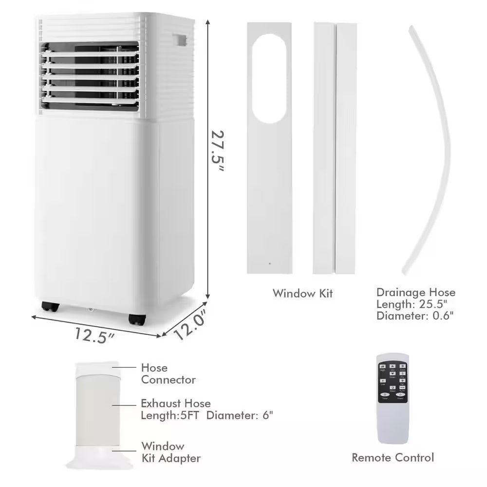 5,300 BTU Portable Air Conditioner Cools 350 Sq. Ft. in Black